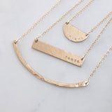 Hammered Half Moon Disc Necklace